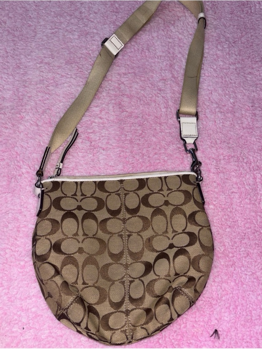Coach Tan Signature Canvas Crossbody Bag